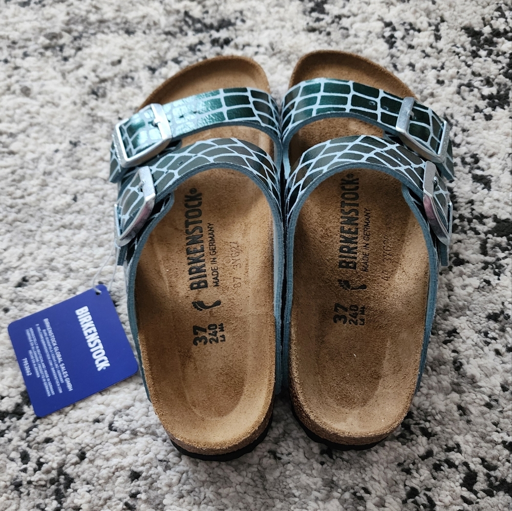 Birkenstock Arizona Gator Gleam Ocean Breeze Womens Size 37 (US 6-6.5) Boho Chic - Picture 4 of 4